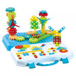 Jucarie Educativa Si Interactiva, Set De Constructie Puzzle Din ABS Cu Bormasina Pentru Dezvoltatea Creativitatii Si A Indemanarii 2D si 3D, Valiza, +3, 31x7x25 cm, 338 Piese