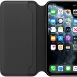 Protectie de tip Book, material piele, pentru iPhone 11 Pro Max, culoare Black, Apple