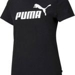 Puma, Tricou cu decolteu la baza gatului si imprimeu logo Amplified, Negru/Alb, S, Puma