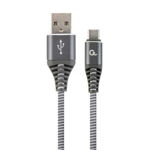 Cablu de date Premium Cotton Braided, USB 2.0 - USB-C, 2m, Grey, Gembird