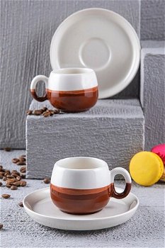 Set cești de cafea, Maro, 7x5x7 cm, Doreline