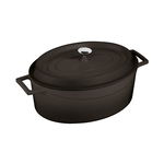 Cratita din fonta emailata Paderno Cast Iron 29cm 4.8 litri capac fonta inclus negru, Paderno