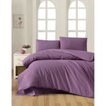 Lenjerie de pat mov din bumbac pentru pat dublu/extinsă cu cearceaf inclus/cu cuvertură inclusă 200x220 cm – Mijolnir, Mijolnir