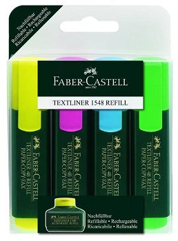 Textmarkere cu reumplere 4/set Faber-Castell 1548, Faber Castell