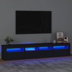 Dulap TV cu lumini LED, negru, 210x35x40 cm, Casa Practica