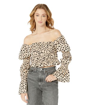 Imbracaminte Femei English Factory Dotted Smocked Top BeigeBlack, English Factory