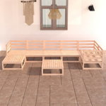 Set mobilier de gradina vidaXL, 8 piese, lemn masiv de pin, 70 x 70 x 67 cm, 44.1 kg