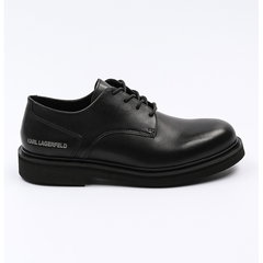 Pantofi de piele cu logo metalic - Negru, Karl Lagerfeld