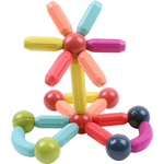 Joc educativ de constructie Magnetic Sticks cu bile si bete magnetice, 108 Piese, STEM, pentru Adulti si Copii 3+