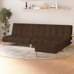 Canapea extensibila cu taburet vidaXL, 2 locuri, maro, textil, 200 x 84,5 x 69 cm, 26.7 kg