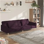 Canapea extensibila cu 2 locuri, 2 perne, textil, violet, model 4, VidaXL