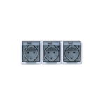 Priza tripla alba cu capac HERMES, 16A/250, IP44 / ELPL-0326-02, 