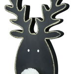 Decoratiune Raindeer, MDF, Negru Auriu, 2x15x22 cm