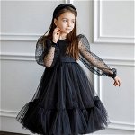 Rochie de ocazie din tull negru pentru fete - Daiana, Magazin Online Zaire.ro: Haine dama, casual, office sau elegante