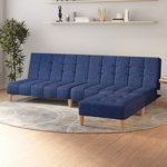 Canapea extensibila cu 2 locuri si taburet vidaXL, albastru, textil, 200 x 84,5 x 69 cm, 26.7 kg