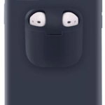 Protectie spate Lemontti Liquid Silicone EDA00159401F cu Apple AirPods Case pentru iPhone 11 (Albastru inchis), Lemontti