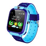 Ceas smartwatch GPS copii, monitorizare locatie, camera foto frontala, buton SOS, functie telefon , albastru - Q12B-Blue, 
