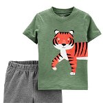 Carter's Set 2 piese tricou si pantaloni scurti Tigru