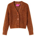 Cardigan tricotat pentru copii, coniac, 128, vidaXL