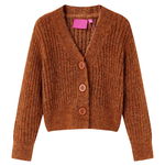 Cardigan tricotat pentru copii, coniac, 128, vidaXL