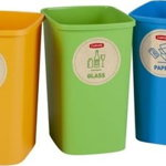 Set 3 cosuri de gunoi fara capac capacitate Curver Eco Friendly