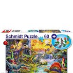 Puzzle Schmidt - Dinosaurs, 60 piese, include figurine, Schleich