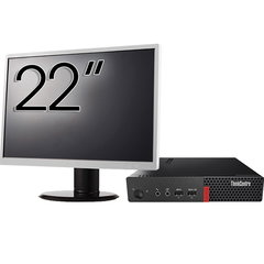 Pachet Second Hand Calculator Lenovo ThinkCentre M710q Mini PC, Intel Core i3-6100 3.70GHz, 8GB DDR4, 256GB SSD + Monitor 22 Inch