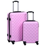 vidaXL Set de valize cu carcasă rigidă, 2 piese, roz, ABS, vidaXL