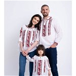 Set bluze traditionale cu broderie inflorata rosie pentru familie