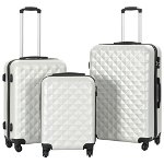 vidaXL Set valiză carcasă rigidă, 3 buc., argintiu strălucitor, ABS, vidaXL