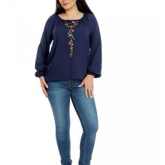 Bluza Ie Dama - Bleumarin cu pictura realizata manual, Eranthe