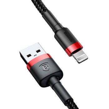 Cablu Date si Incarcare Baseus, Cafule CALKLF-C19, USB la tip Lightning, 1.5A, 2m, Negru - Rosu