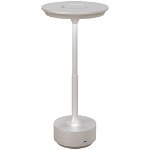 HOMCOM Lampă de masă Touch LED, Lampă de Noptieră Fără Fir cu Baterie Reîncărcabilă, 3 Tonuri de Lumină, Ø13x28,5 cm, Argintiu, HOMCOM
