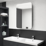 Dulap de baie cu oglindă și LED, antracit, 60x11x80 cm