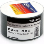 Set 50 CD-R printabile Traxdata White Full Surface, Traxdata