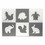 Covoras puzzle din spuma pentru copii, 120x120cm, 4 piese, Ricokids, Alb si Albastru