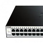 Switch Smart 48 port-uri 10/100M, plus 2 port-uri Gigabit, plus 2 sloturi combo Gigabit/SFP, 19inch 1U rack-mountable, D-LINK "DES-1210-52", D-LINK