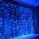 Instalatie de Craciun pentru exterior, 240 LED, 5 x 1 m, cu jocuri de lumini ploaie curgatoare, albastru, 