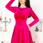 Rochie din catifea in clos Anissa fucsia, InPuff