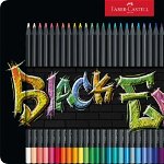 Creioane colorate, 36culori, cutie metal, Black Edition, Faber-Castell, Faber-Castell