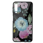 Carcasa Sticla Samsung Galaxy A7 (2018) Just Must Glass Diamond Print Flowers Black Background, Just Must