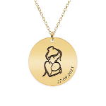 Ami - Colier personalizat mama si bebe din argint 925 placat cu aur galben 24K, BijuBOX