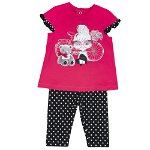 Costum copii Chicco, tricou si pantalonasi, rosu cu negru, 76870
