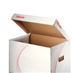 Container arhivare si transport Esselte Standard, cu capac, carton, 100% reciclat, certificare FSC, reciclabil, alb, Esselte