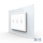 Intrerupator triplu cap scara-cap cruce Livolo wireless cu touch rama din sticla Alb