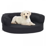 Saltea ergonomică pat de câini, negru, 60x42 cm, aspect de in