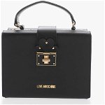 Moschino Love Leather Briefcase Bag With Turn Lock Closure Black, Moschino