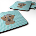 Caroline`s Treasures Tabla de carouri blue wirehaired Dachshund Foam Coaster Set de 4 Albastru 3 1/2 x 3 1/2, 