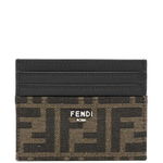 Fendi FENDI FF JACQUARD CARD HOLDER ACCESSORIES BROWN, Fendi