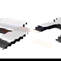 Set mobilier de gradina cu perne vidaXL, 6 piese, poliratan, Maro